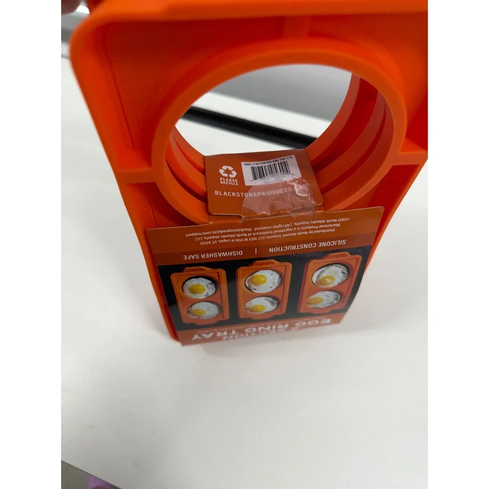 Blackstone 2 Section Egg Ring Tray 3 Pack Orange Silicone Griddle Accessory 5600